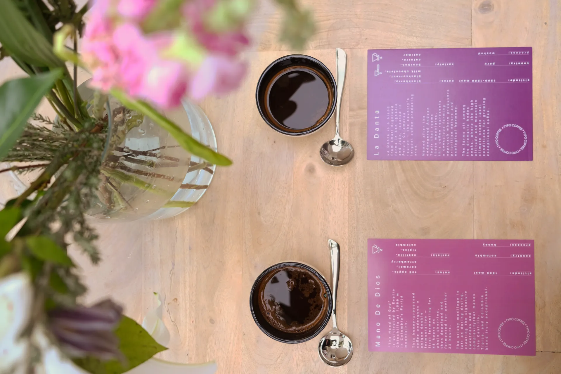 Coffee cupping session close-up